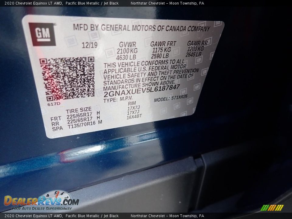 2020 Chevrolet Equinox LT AWD Pacific Blue Metallic / Jet Black Photo #15