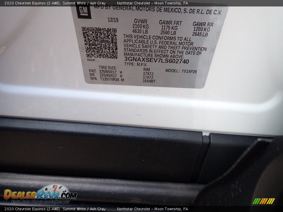 2020 Chevrolet Equinox LS AWD Summit White / Ash Gray Photo #13