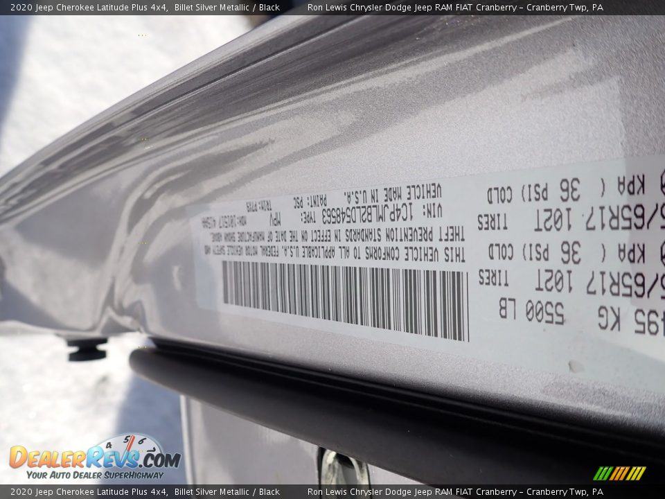 2020 Jeep Cherokee Latitude Plus 4x4 Billet Silver Metallic / Black Photo #15