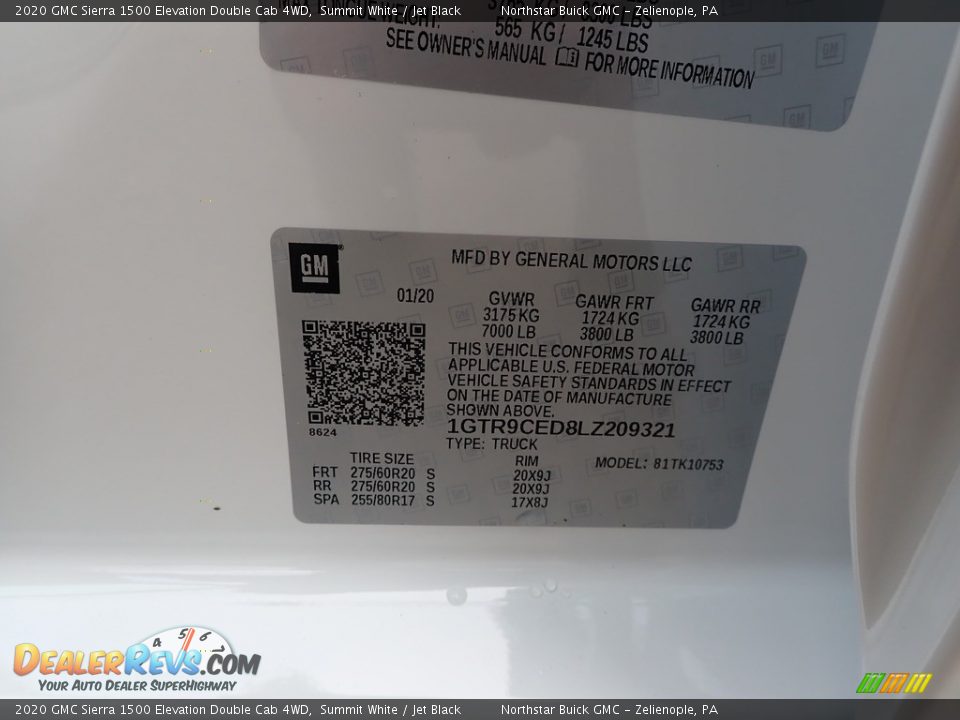 2020 GMC Sierra 1500 Elevation Double Cab 4WD Summit White / Jet Black Photo #10