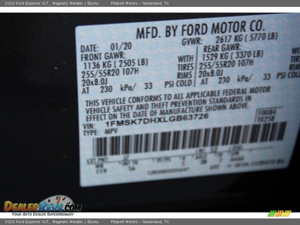 2020 Ford Explorer XLT Magnetic Metallic / Ebony Photo #26
