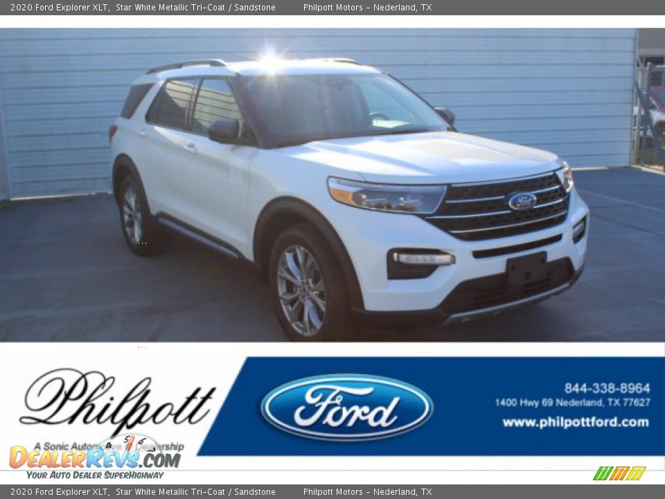 2020 Ford Explorer XLT Star White Metallic Tri-Coat / Sandstone Photo #1