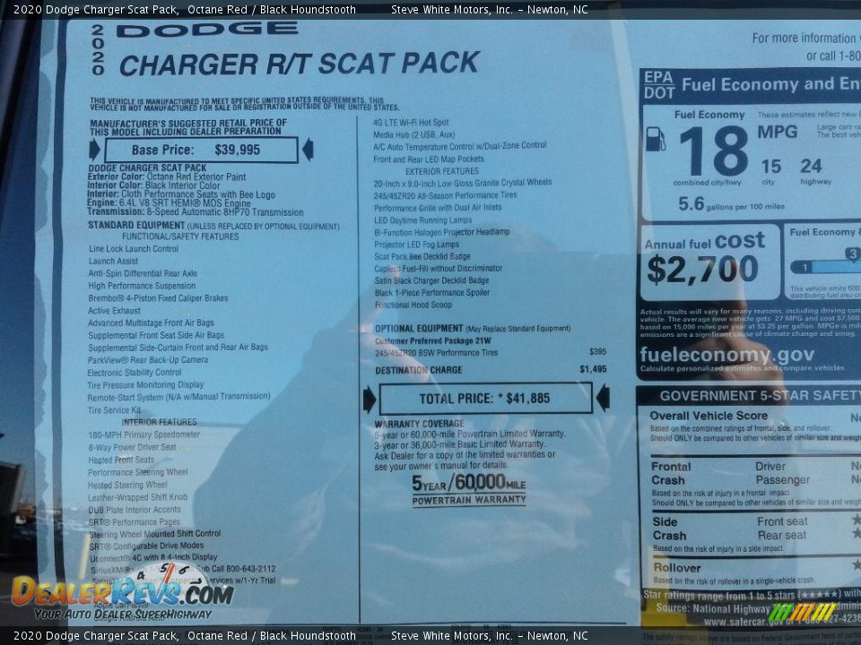 2020 Dodge Charger Scat Pack Octane Red / Black Houndstooth Photo #29