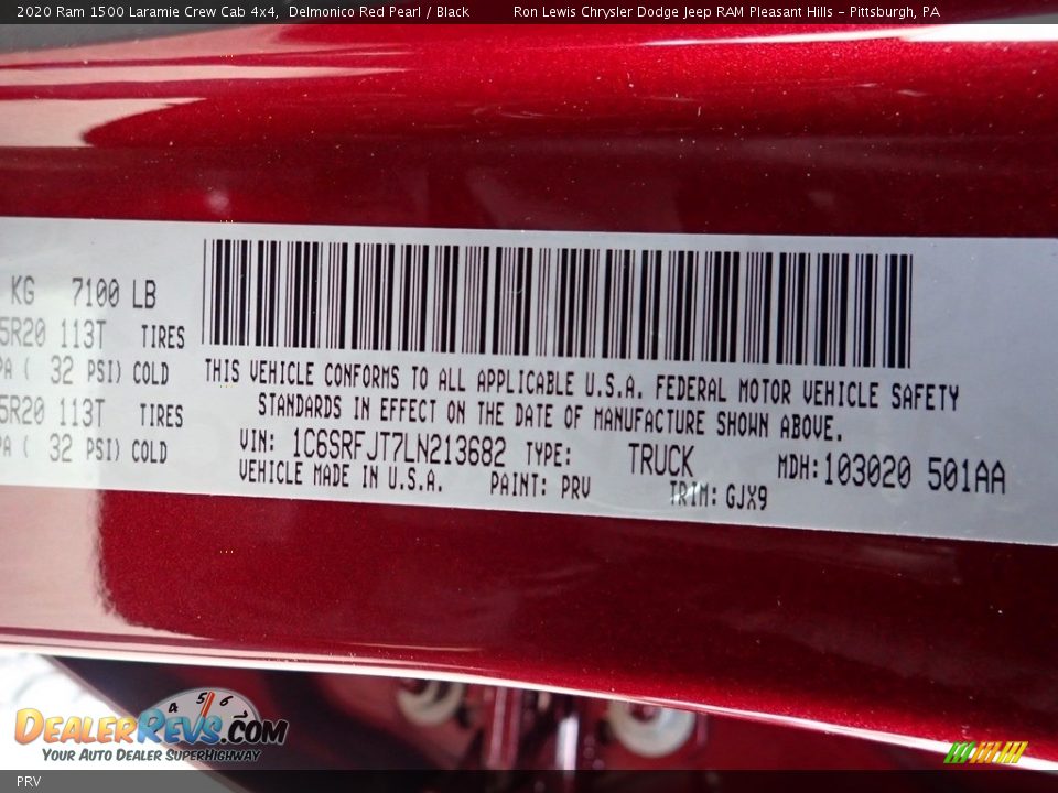 Ram Color Code PRV Delmonico Red Pearl