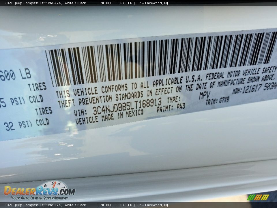 2020 Jeep Compass Latitude 4x4 White / Black Photo #8