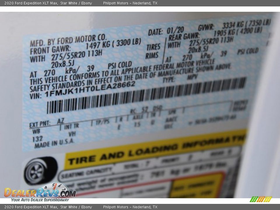 2020 Ford Expedition XLT Max Star White / Ebony Photo #27