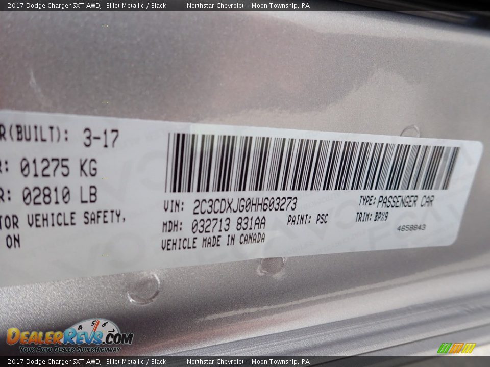 2017 Dodge Charger SXT AWD Billet Metallic / Black Photo #29