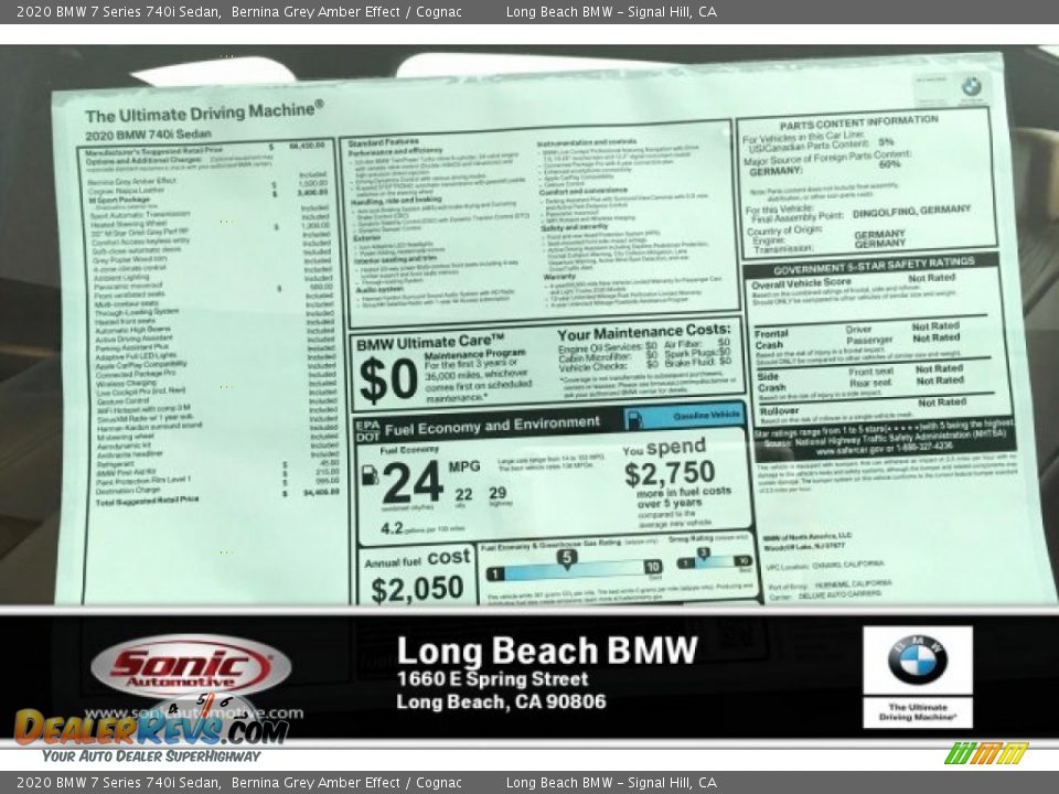 2020 BMW 7 Series 740i Sedan Bernina Grey Amber Effect / Cognac Photo #10