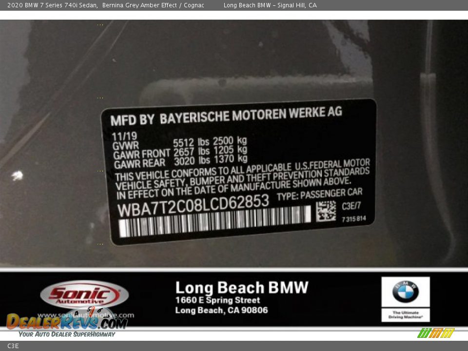 BMW Color Code C3E Bernina Grey Amber Effect