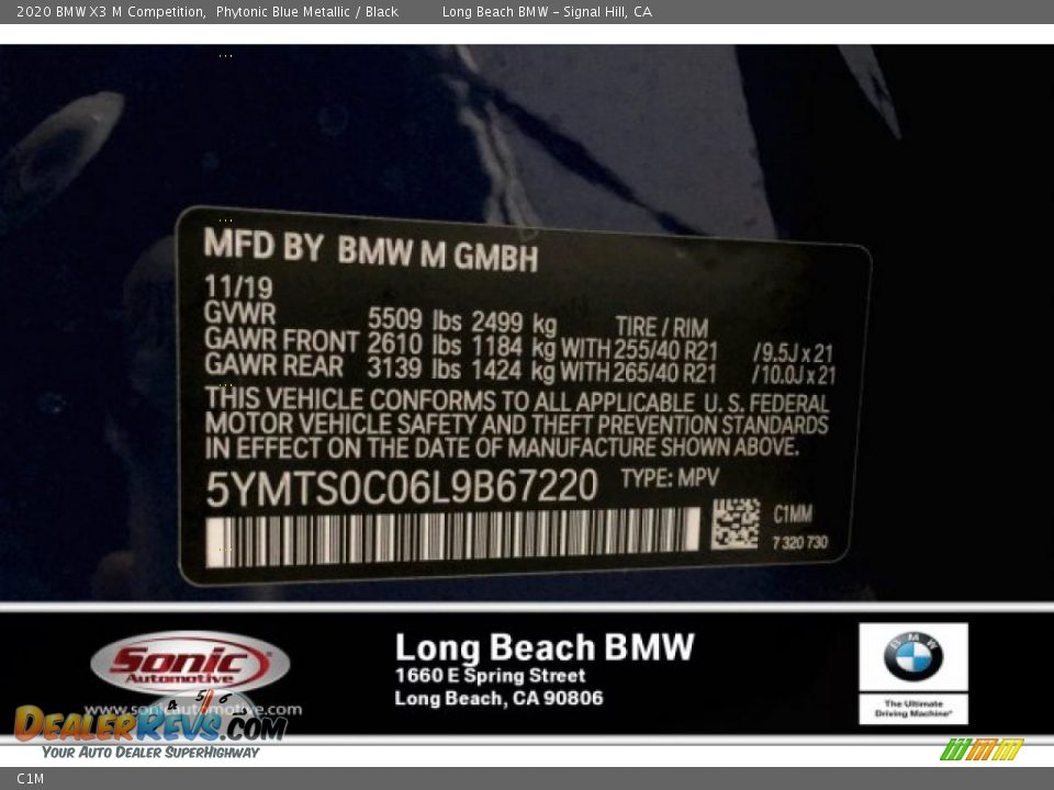 BMW Color Code C1M Phytonic Blue Metallic