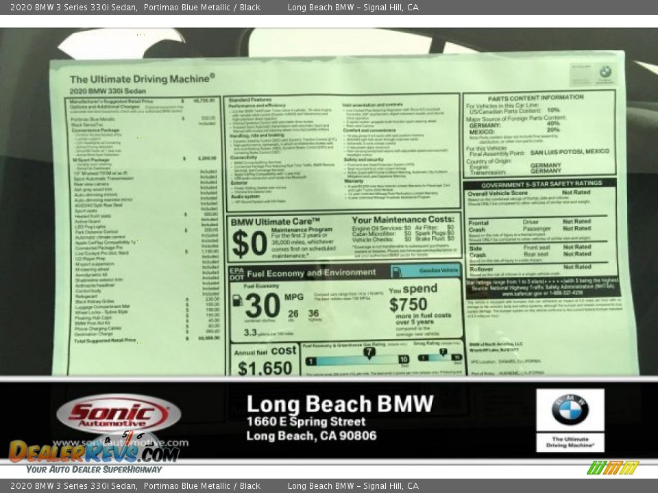 2020 BMW 3 Series 330i Sedan Portimao Blue Metallic / Black Photo #10