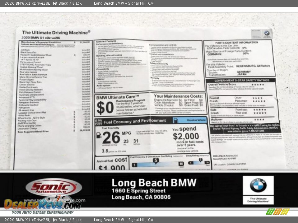 2020 BMW X1 xDrive28i Jet Black / Black Photo #10