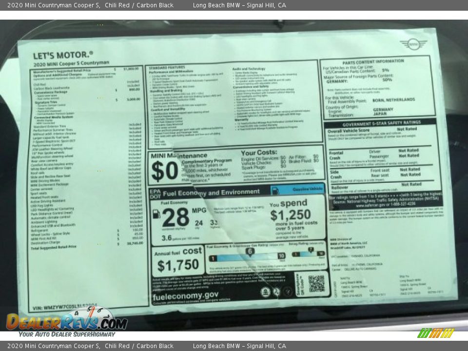 2020 Mini Countryman Cooper S Window Sticker Photo #10