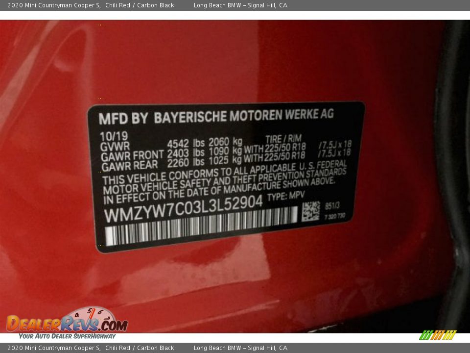 2020 Mini Countryman Cooper S Chili Red / Carbon Black Photo #11