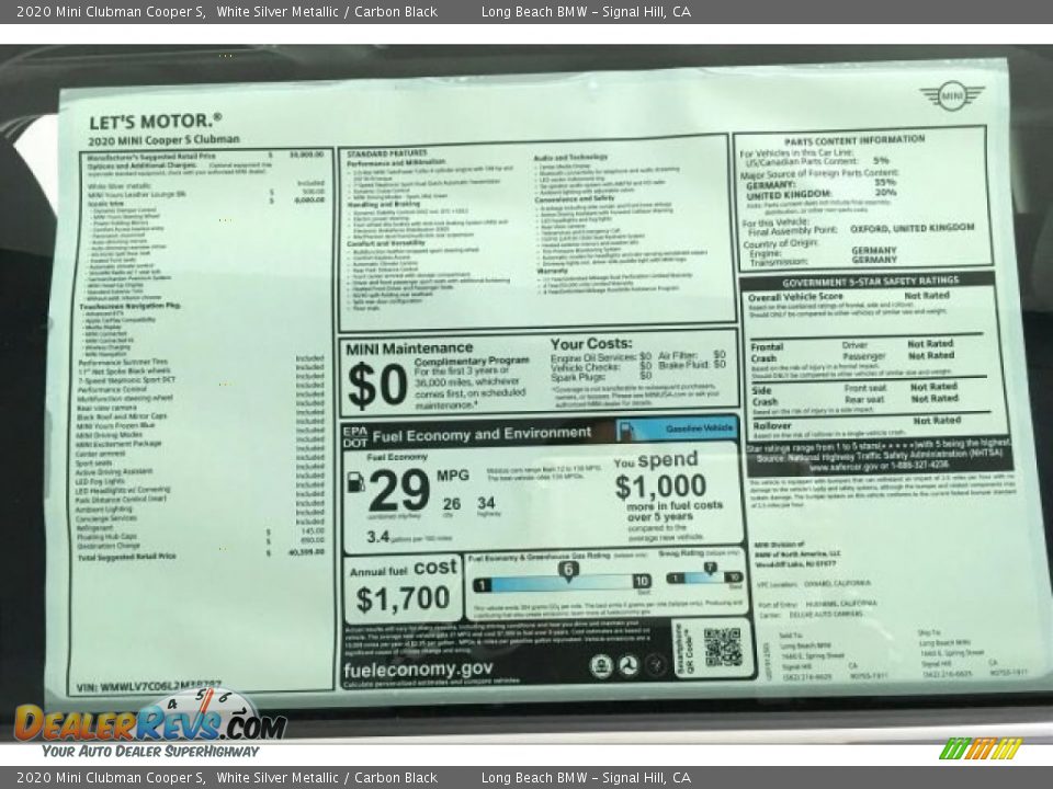 2020 Mini Clubman Cooper S White Silver Metallic / Carbon Black Photo #10