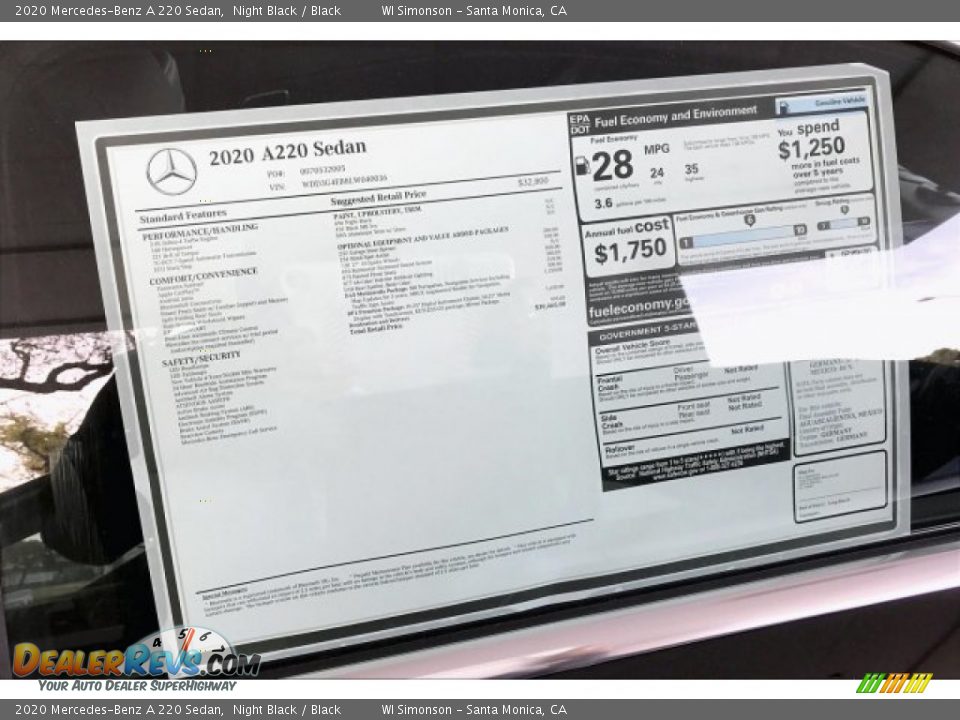 2020 Mercedes-Benz A 220 Sedan Night Black / Black Photo #10