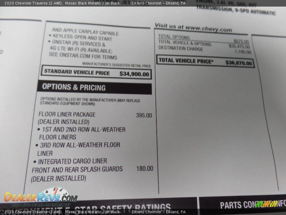 2020 Chevrolet Traverse LS AWD Mosaic Black Metallic / Jet Black Photo #34