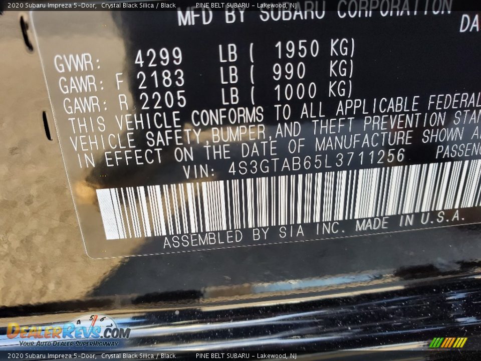 2020 Subaru Impreza 5-Door Crystal Black Silica / Black Photo #9