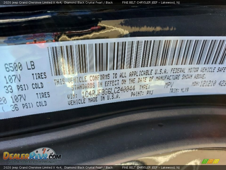 2020 Jeep Grand Cherokee Limited X 4x4 Diamond Black Crystal Pearl / Black Photo #9