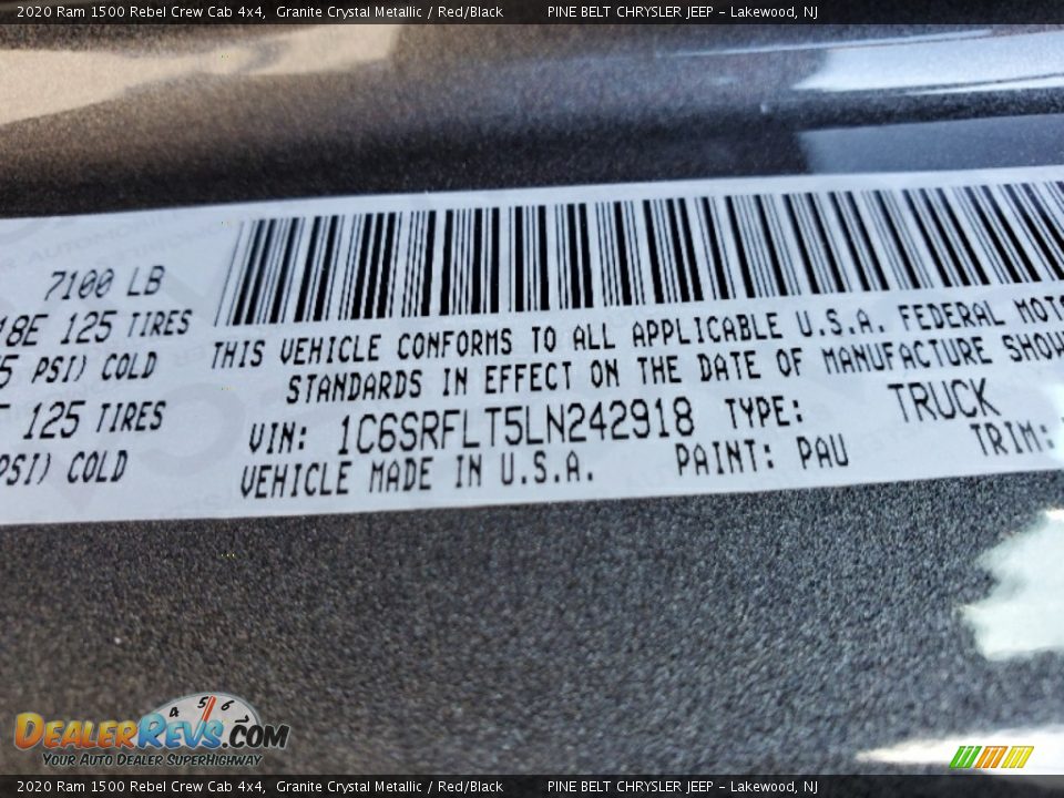 2020 Ram 1500 Rebel Crew Cab 4x4 Granite Crystal Metallic / Red/Black Photo #9