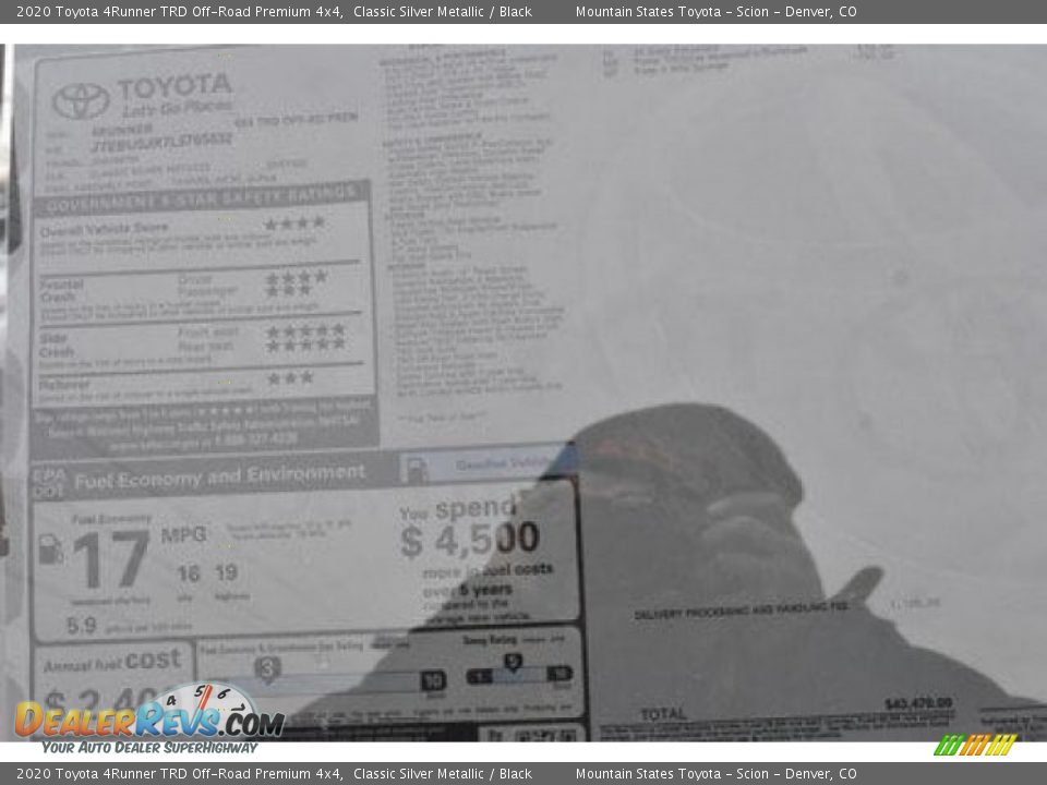 2020 Toyota 4Runner TRD Off-Road Premium 4x4 Classic Silver Metallic / Black Photo #3