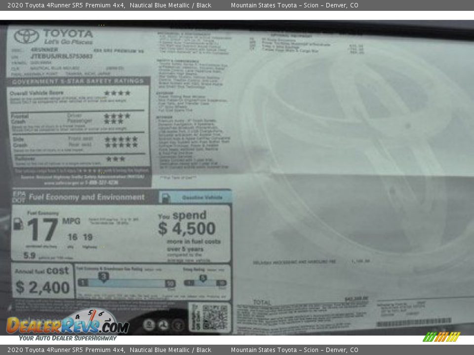 2020 Toyota 4Runner SR5 Premium 4x4 Nautical Blue Metallic / Black Photo #2