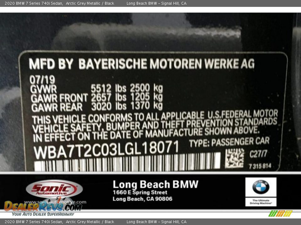2020 BMW 7 Series 740i Sedan Arctic Grey Metallic / Black Photo #11