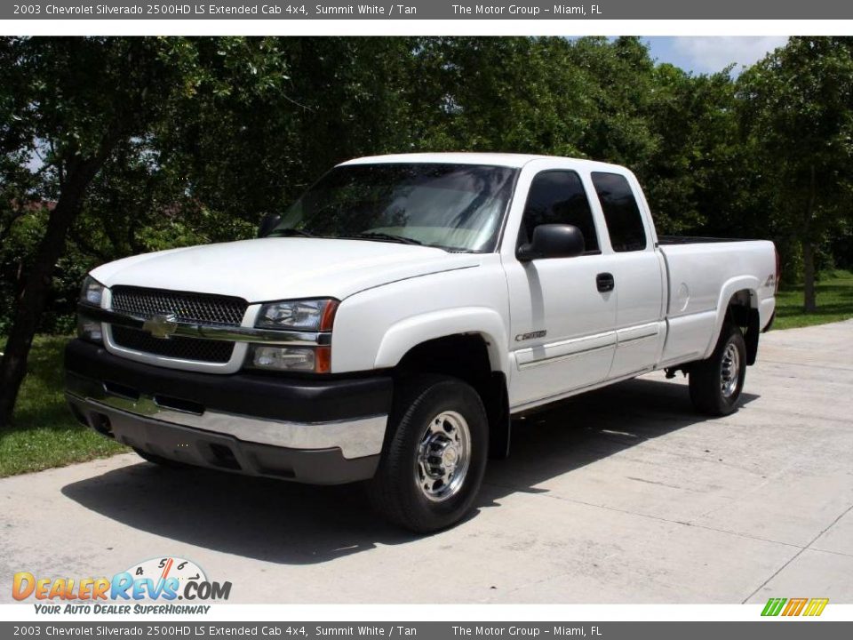 2003 Chevrolet Silverado 2500HD LS Extended Cab 4x4 Summit White / Tan Photo #1