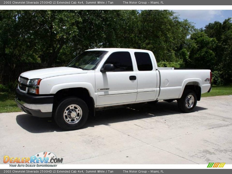 2003 Chevrolet Silverado 2500HD LS Extended Cab 4x4 Summit White / Tan Photo #2