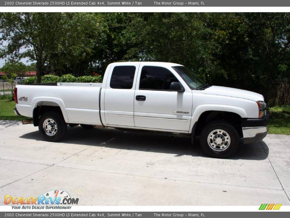2003 Chevrolet Silverado 2500HD LS Extended Cab 4x4 Summit White / Tan Photo #16