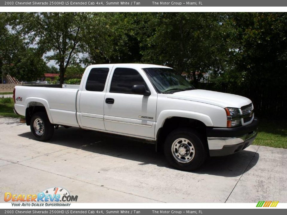 2003 Chevrolet Silverado 2500HD LS Extended Cab 4x4 Summit White / Tan Photo #17