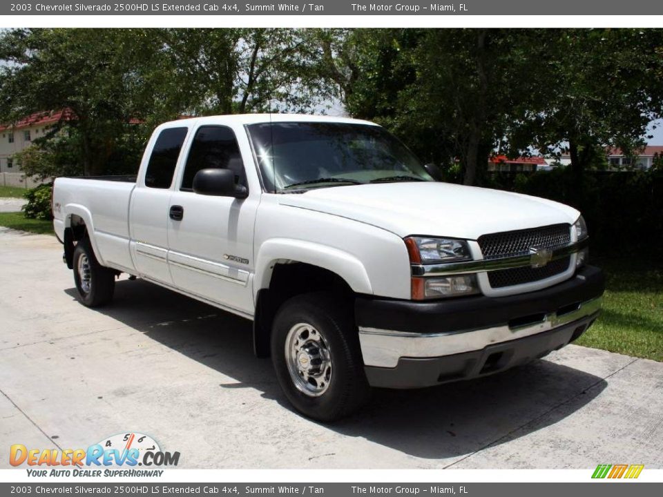 2003 Chevrolet Silverado 2500HD LS Extended Cab 4x4 Summit White / Tan Photo #18