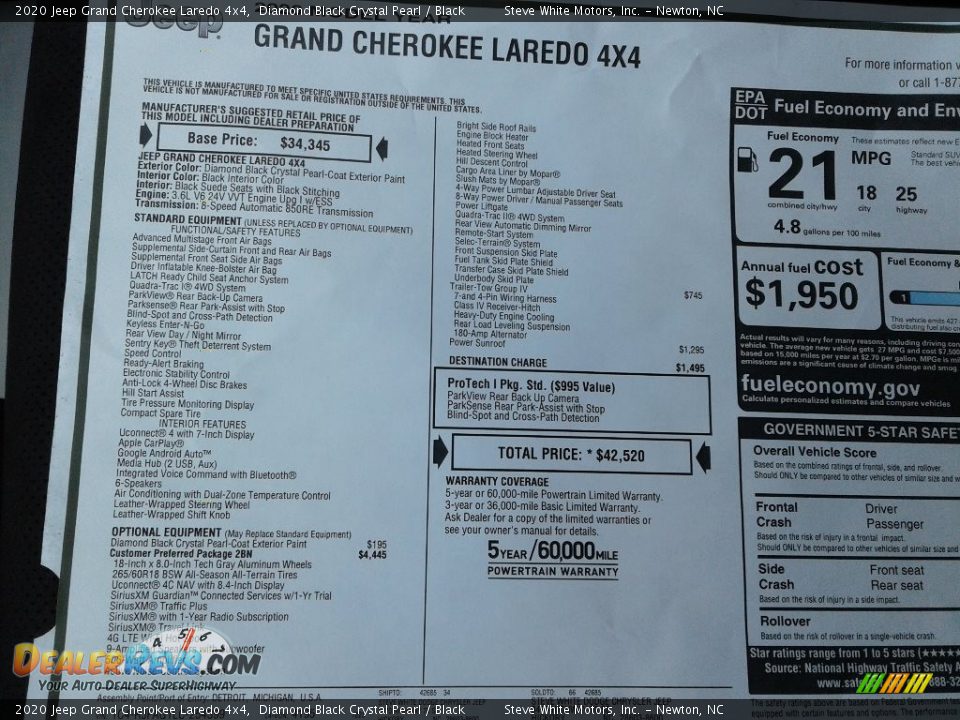2020 Jeep Grand Cherokee Laredo 4x4 Diamond Black Crystal Pearl / Black Photo #31