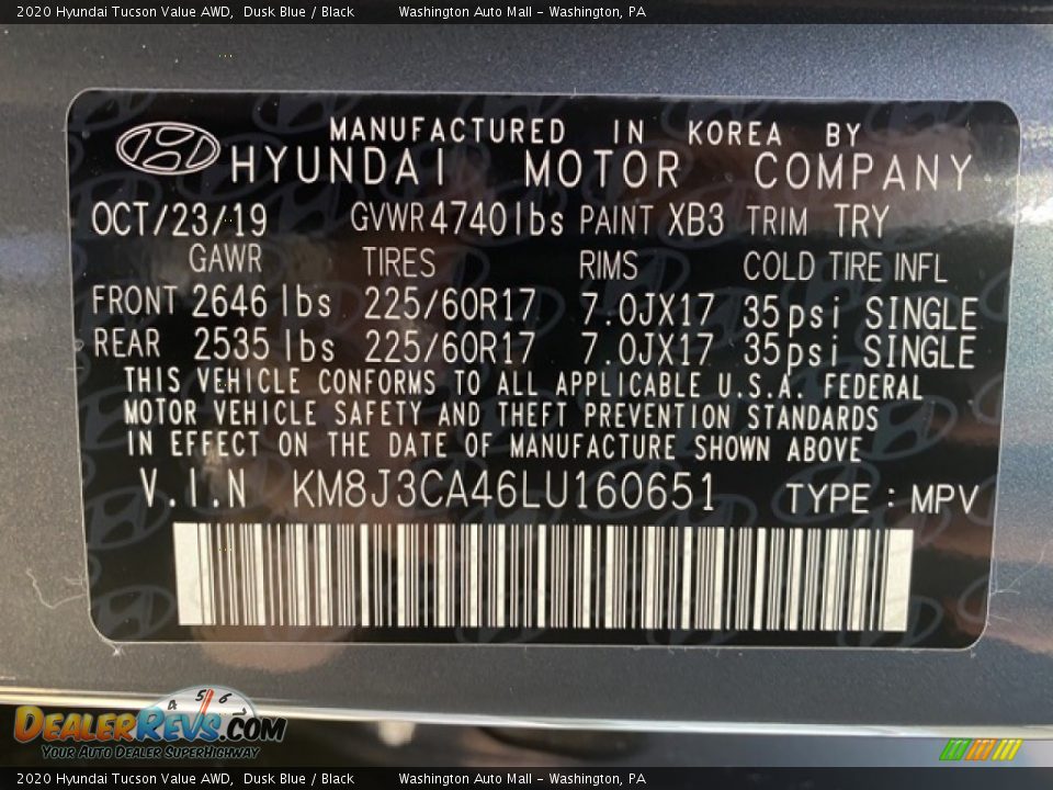 2020 Hyundai Tucson Value AWD Dusk Blue / Black Photo #10