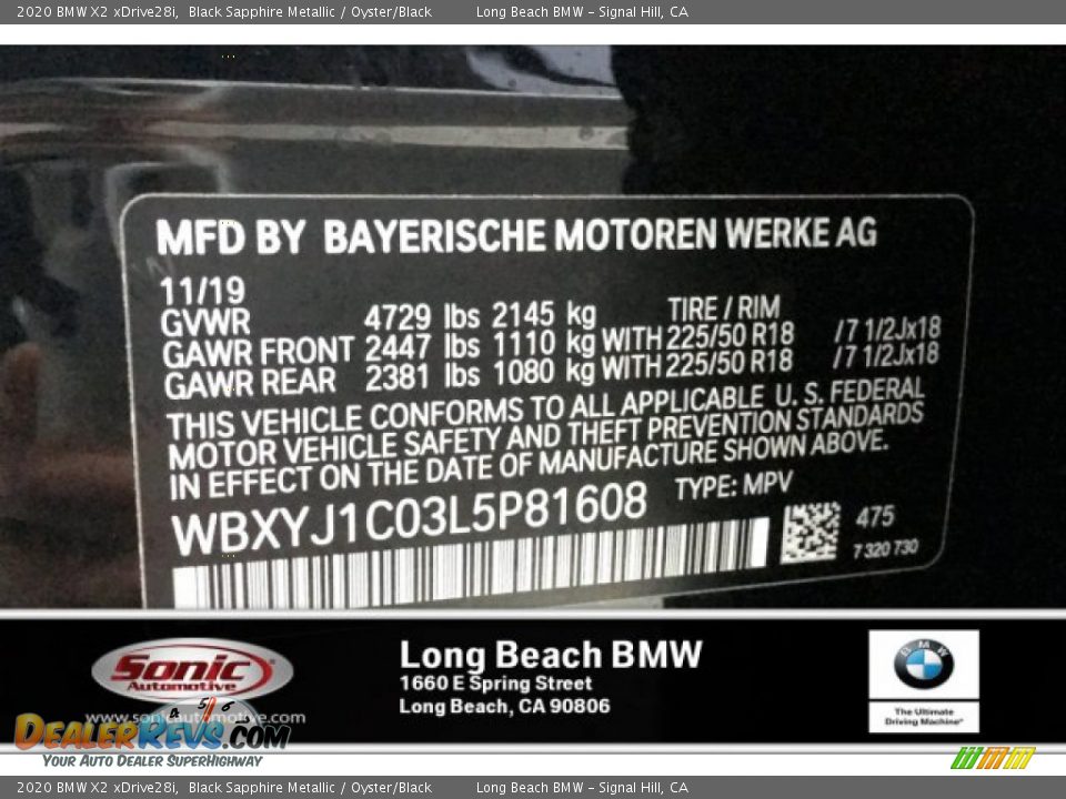 2020 BMW X2 xDrive28i Black Sapphire Metallic / Oyster/Black Photo #11