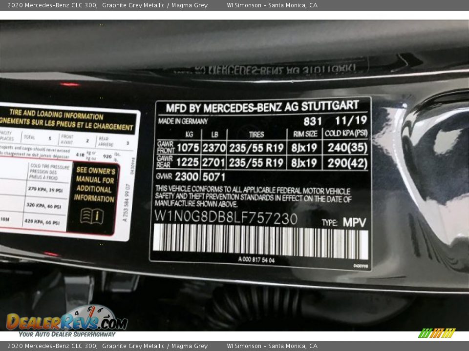 2020 Mercedes-Benz GLC 300 Graphite Grey Metallic / Magma Grey Photo #11