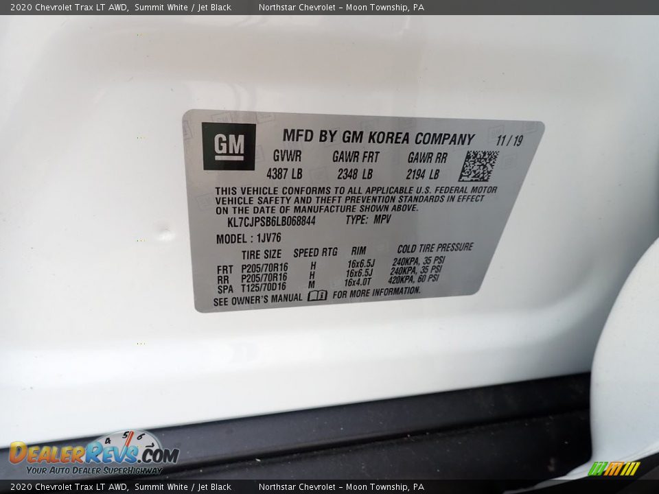 2020 Chevrolet Trax LT AWD Summit White / Jet Black Photo #15