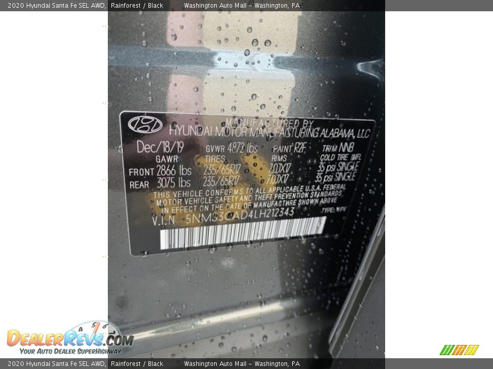 2020 Hyundai Santa Fe SEL AWD Rainforest / Black Photo #9