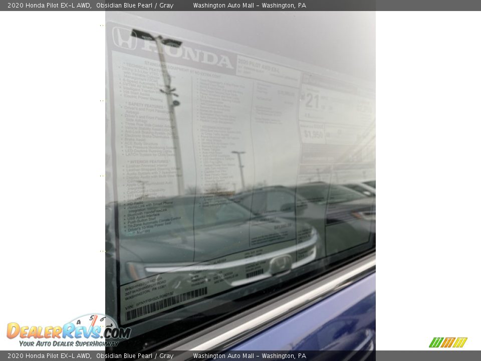 2020 Honda Pilot EX-L AWD Obsidian Blue Pearl / Gray Photo #15