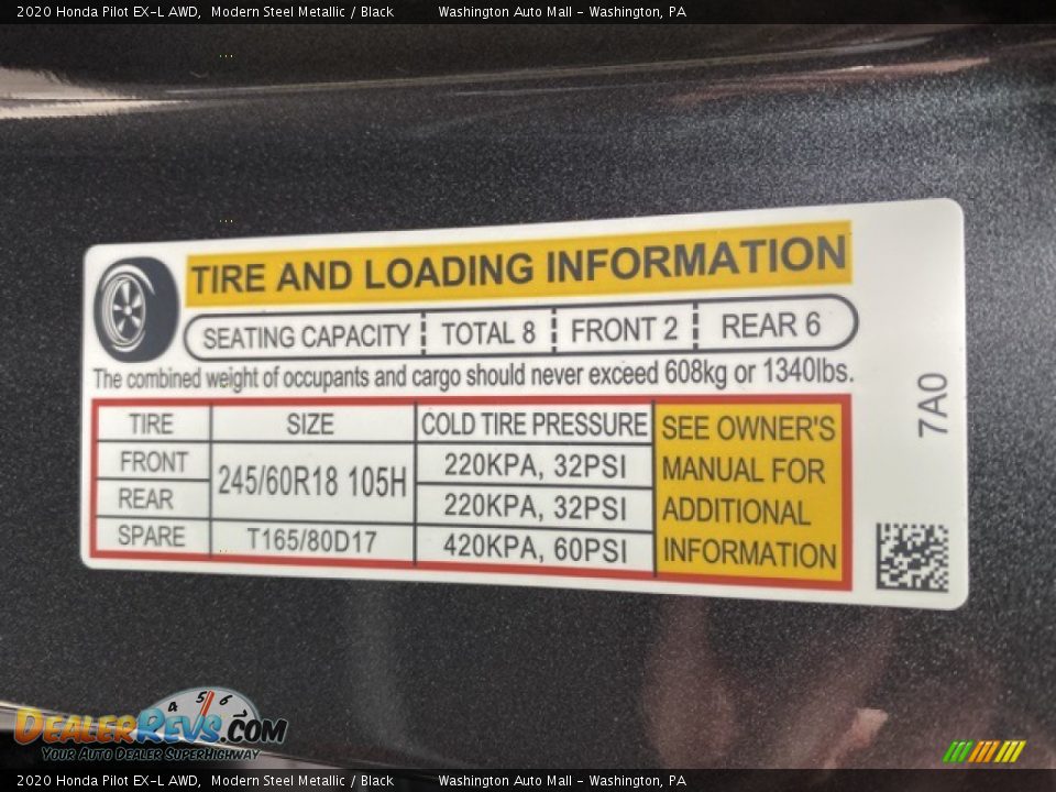 2020 Honda Pilot EX-L AWD Modern Steel Metallic / Black Photo #8