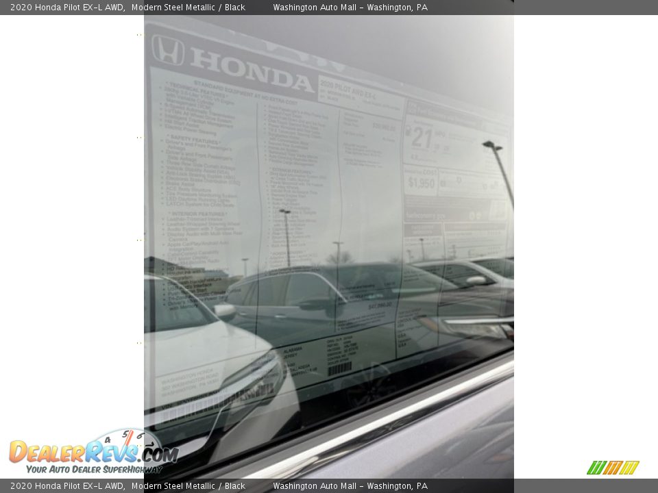 2020 Honda Pilot EX-L AWD Modern Steel Metallic / Black Photo #15