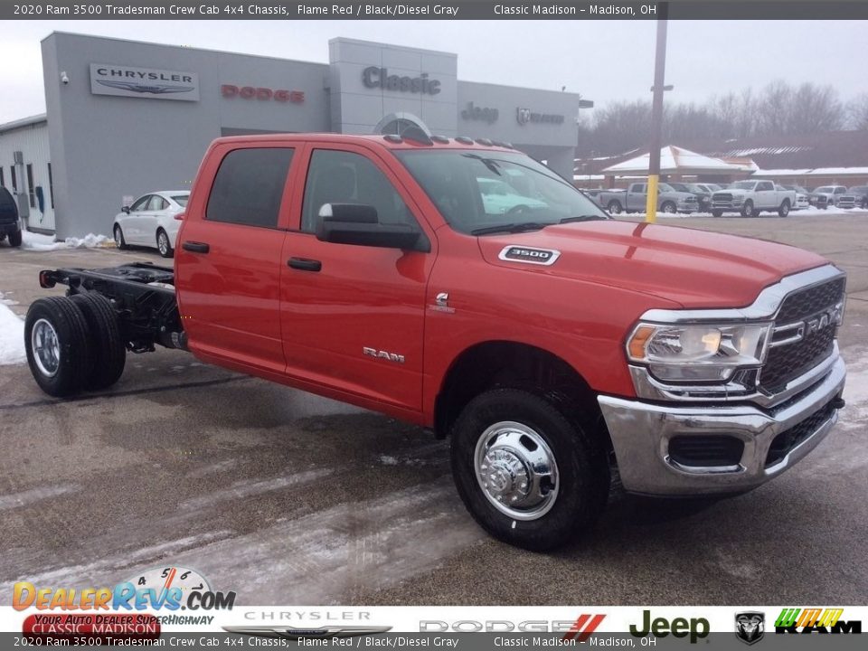 2020 Ram 3500 Tradesman Crew Cab 4x4 Chassis Flame Red / Black/Diesel Gray Photo #1