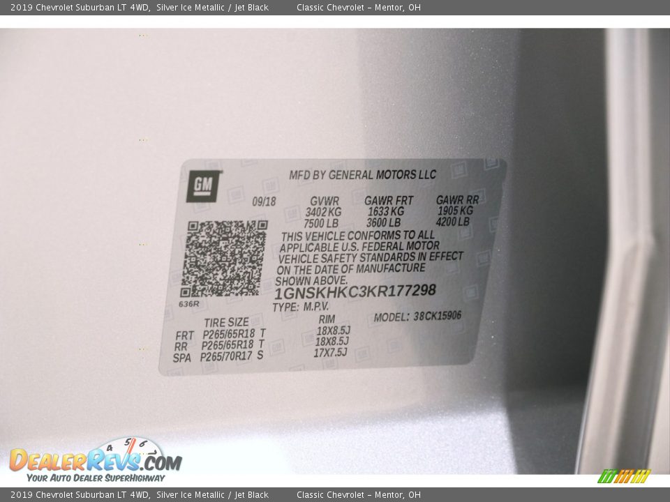 2019 Chevrolet Suburban LT 4WD Silver Ice Metallic / Jet Black Photo #24