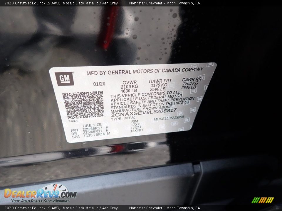 2020 Chevrolet Equinox LS AWD Mosaic Black Metallic / Ash Gray Photo #15