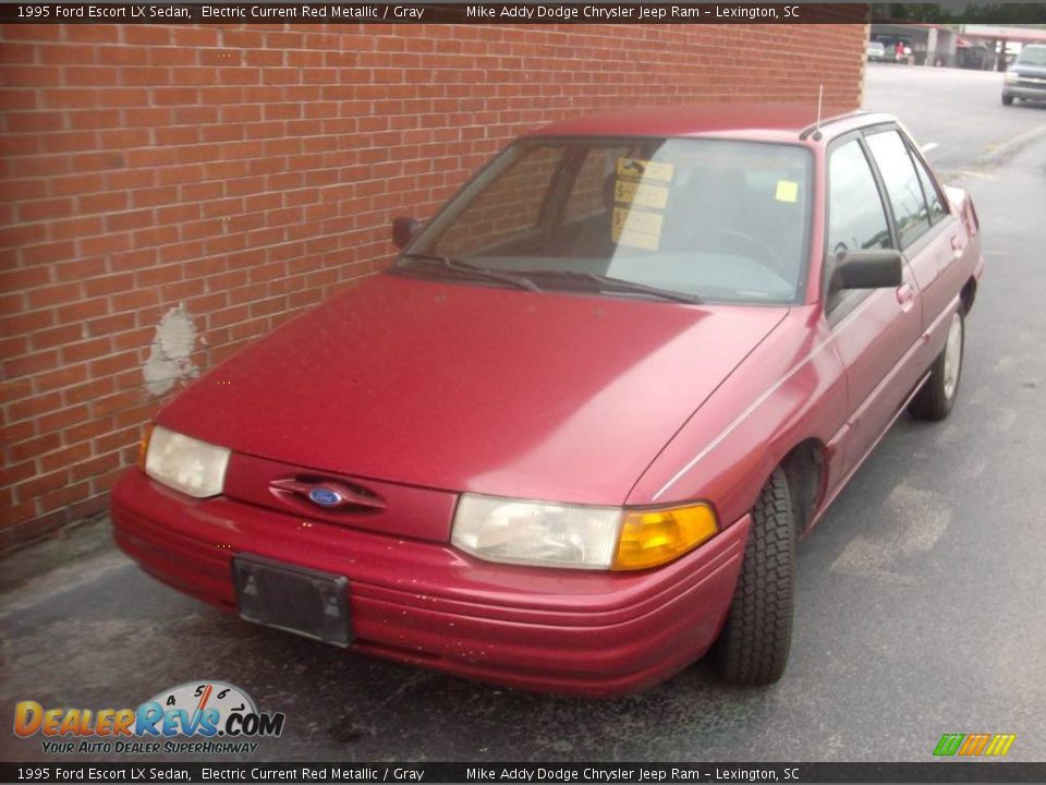 1995 Ford Escort LX Sedan Electric Current Red Metallic / Gray Photo #2