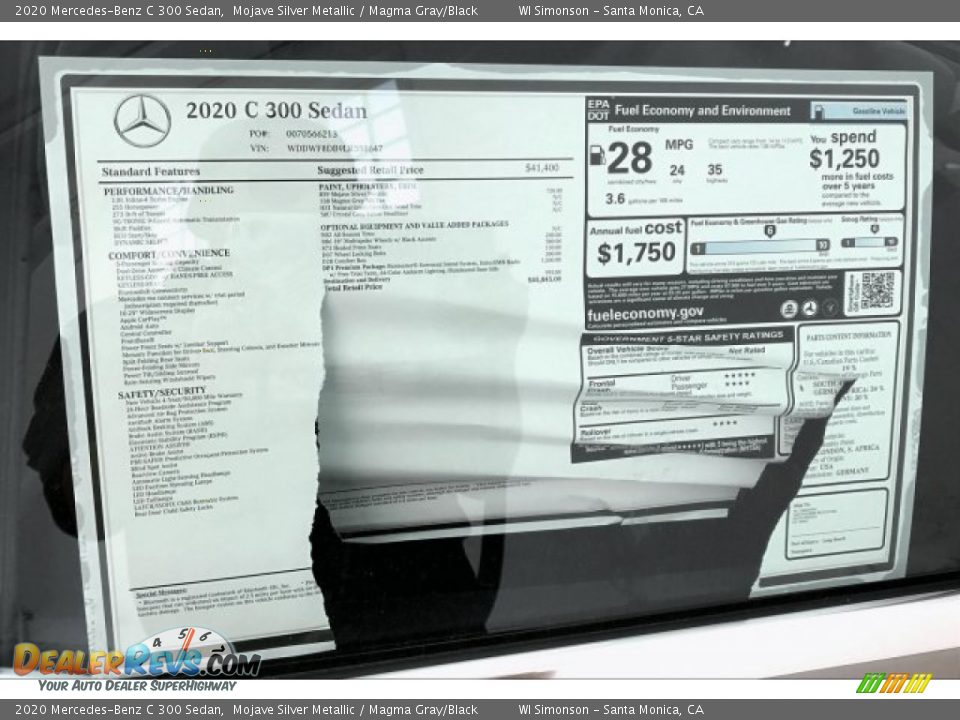 2020 Mercedes-Benz C 300 Sedan Mojave Silver Metallic / Magma Gray/Black Photo #10