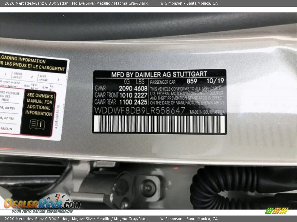 2020 Mercedes-Benz C 300 Sedan Mojave Silver Metallic / Magma Gray/Black Photo #11