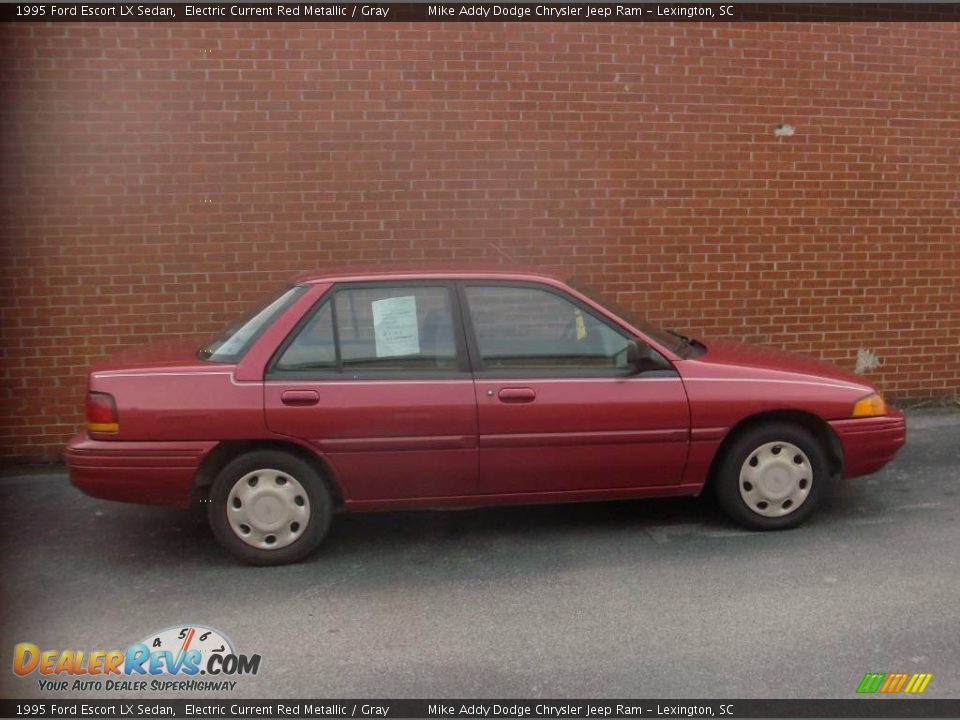 1995 Ford Escort LX Sedan Electric Current Red Metallic / Gray Photo #6