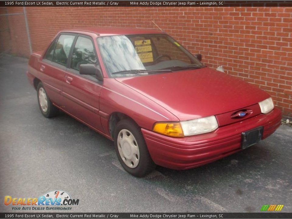 1995 Ford Escort LX Sedan Electric Current Red Metallic / Gray Photo #8