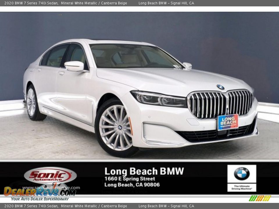 2020 BMW 7 Series 740i Sedan Mineral White Metallic / Canberra Beige Photo #1